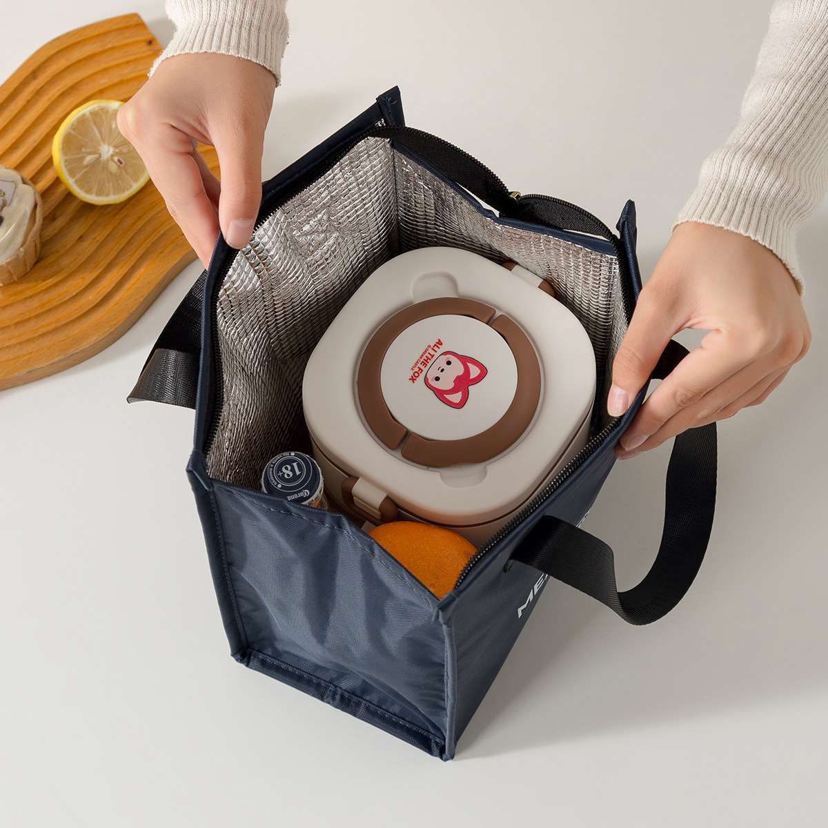 New minimalist meal bags, large-capacity insulated bento bags, thickened aluminum foil lunch bags, hand-held lunch box bags, ice packs detail image 14
