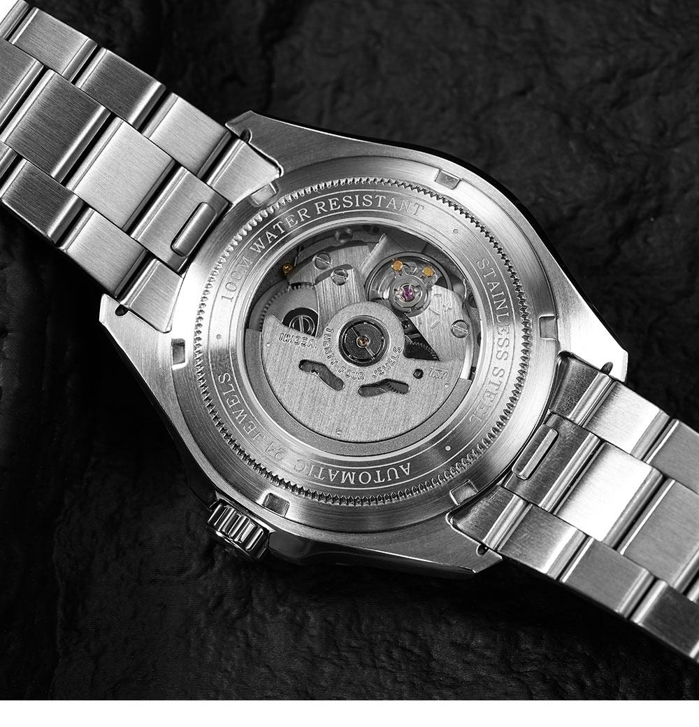Preah aika reloj mecánico automático para hombres a prueba de agua reloj de pulso de los hombres original genuino cuero genuino diamante 18K reloj estándar de oro 8007 azul profundo pic 10