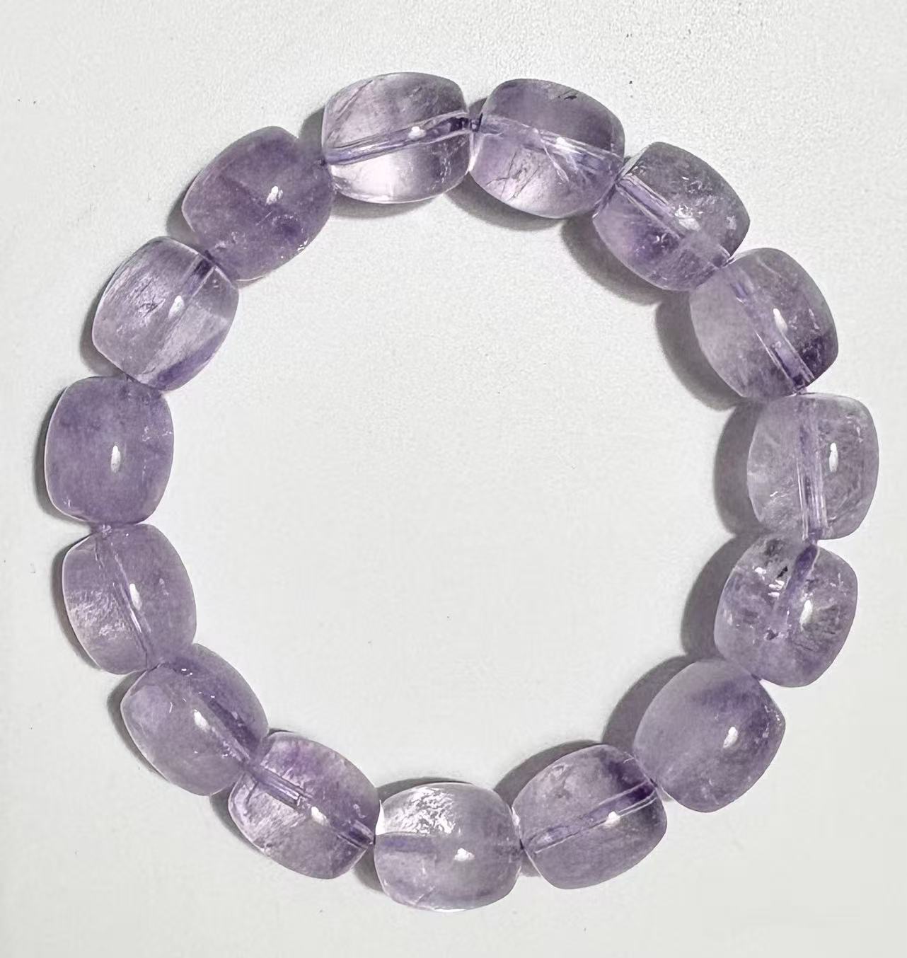 天然水晶薰衣草紫水晶桶珠手串