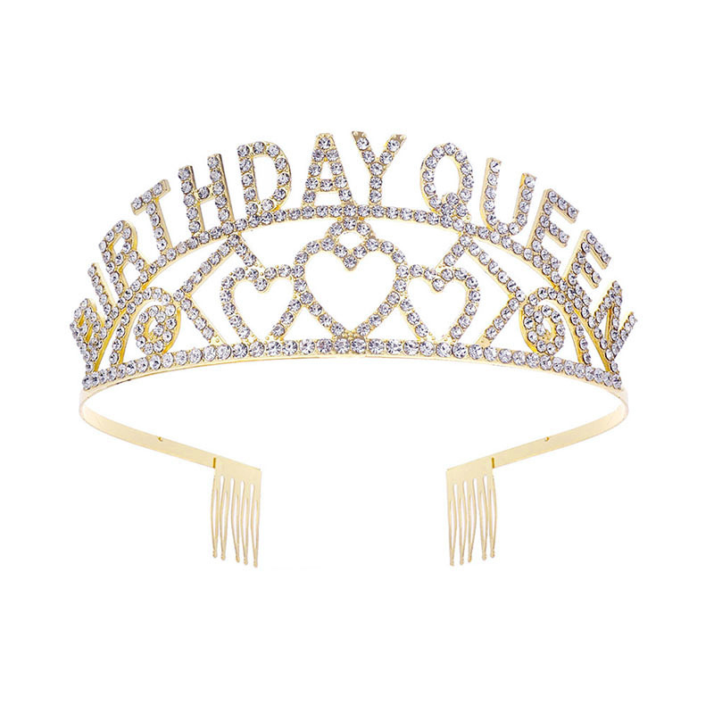 Cross-border new European and American letter crown BIRTHDAY QUEEN alloy crown headwear Party and gathering crown