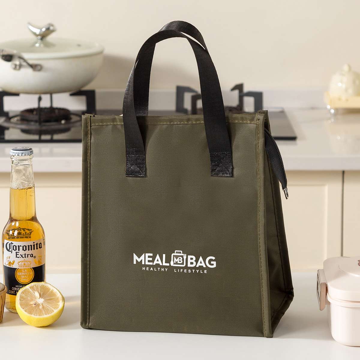 New minimalist meal bags, large-capacity insulated bento bags, thickened aluminum foil lunch bags, hand-held lunch box bags, ice packs detail image 16