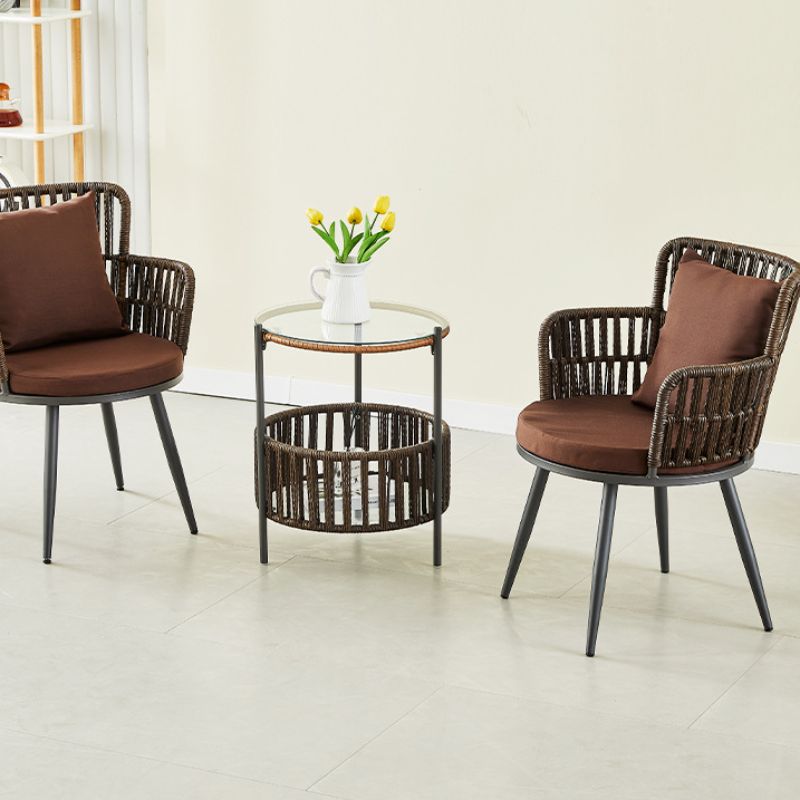 Outdoor table and chair, popular balcony rattan chair coffee table three-piece set, courtyard garden leisure rattan chair three-piece set, waterproof and sun-proof