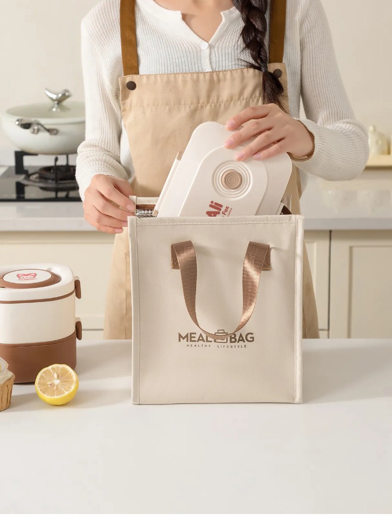 New minimalist meal bags, large-capacity insulated bento bags, thickened aluminum foil lunch bags, hand-held lunch box bags, ice packs detail image 6