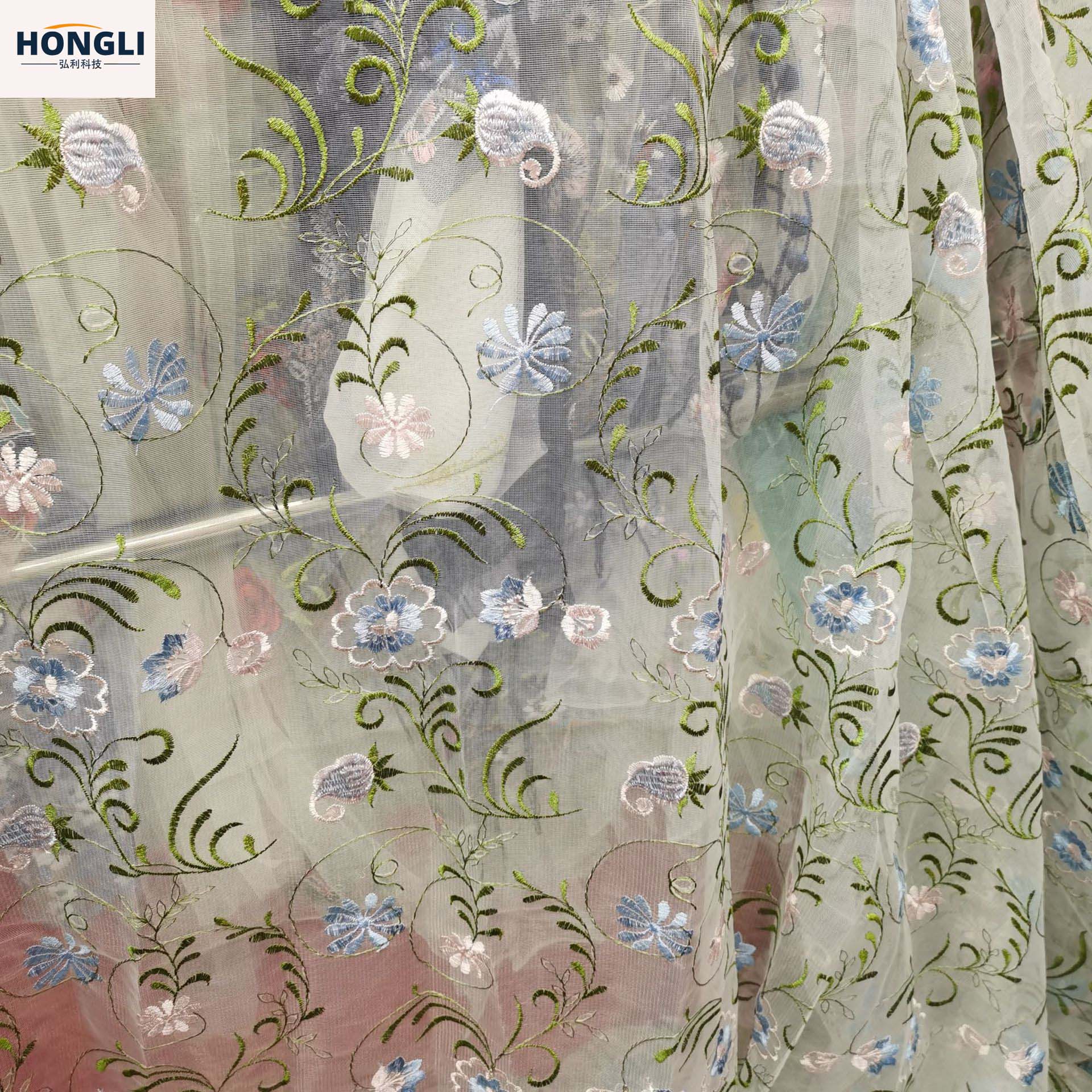 Hongli Technology HLJC-998 Spring/Summer new product Set lace petal embroidery fabric women's clothing Hanfu dress mesh fabric embroidery fabric supports cut rice samples, direct supply and customization in stock