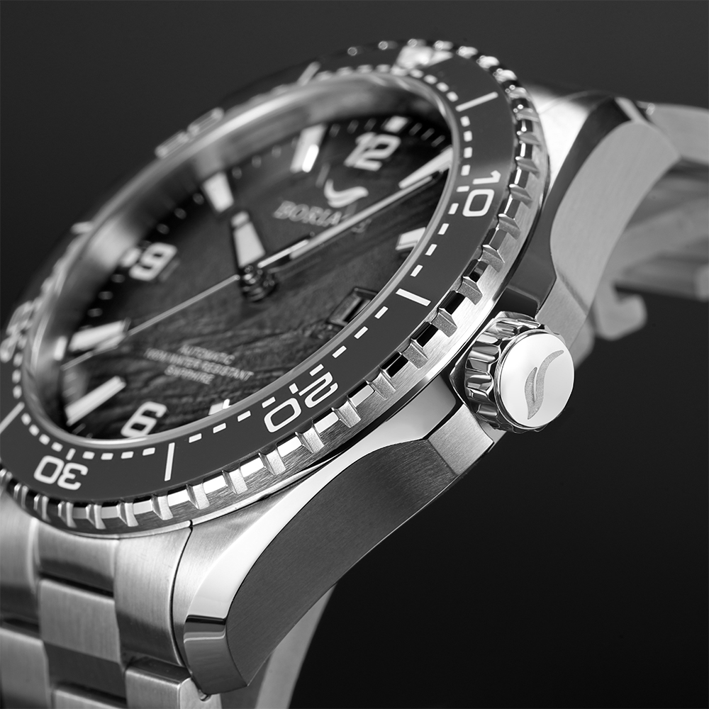 Baiaijia fully automatic mechanical men's watch, waterproof men's wristwatch, original genuine leather and real diamond watch, 18K gold label watch 8007 Specification drawing