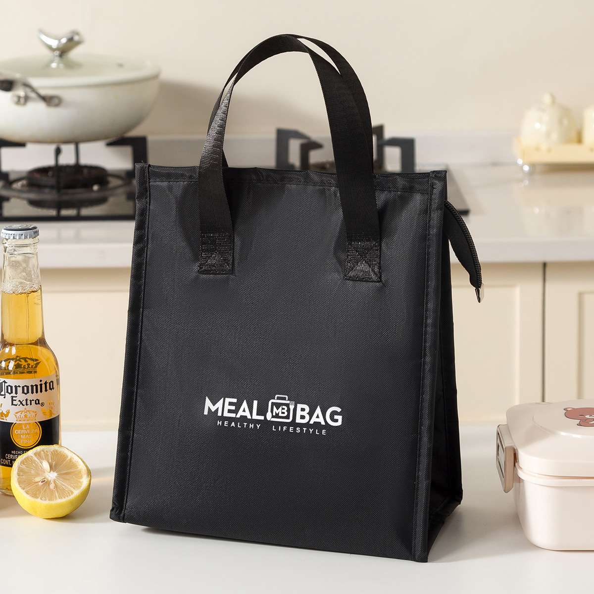 New minimalist meal bags, large-capacity insulated bento bags, thickened aluminum foil lunch bags, hand-held lunch box bags, ice packs detail image 15