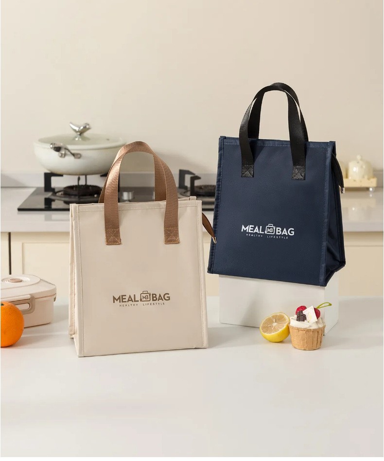 New minimalist meal bags, large-capacity insulated bento bags, thickened aluminum foil lunch bags, hand-held lunch box bags, ice packs detail image 19