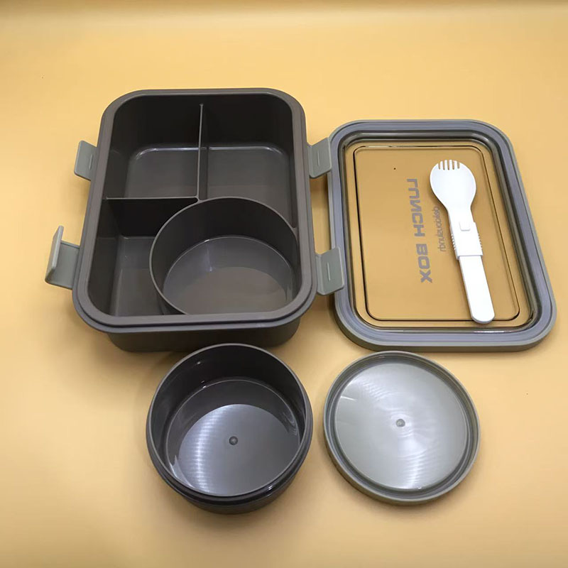 多色分隔便当盒 自带餐具密封餐盒 学生上班族便携保鲜饭盒带盖防漏详情4