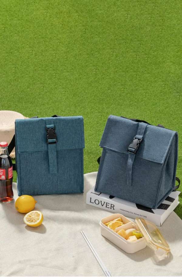 New snap-on lunch bag, hand-held crossbody insulated bag, office worker and student lunch box bag, large-capacity bento bag