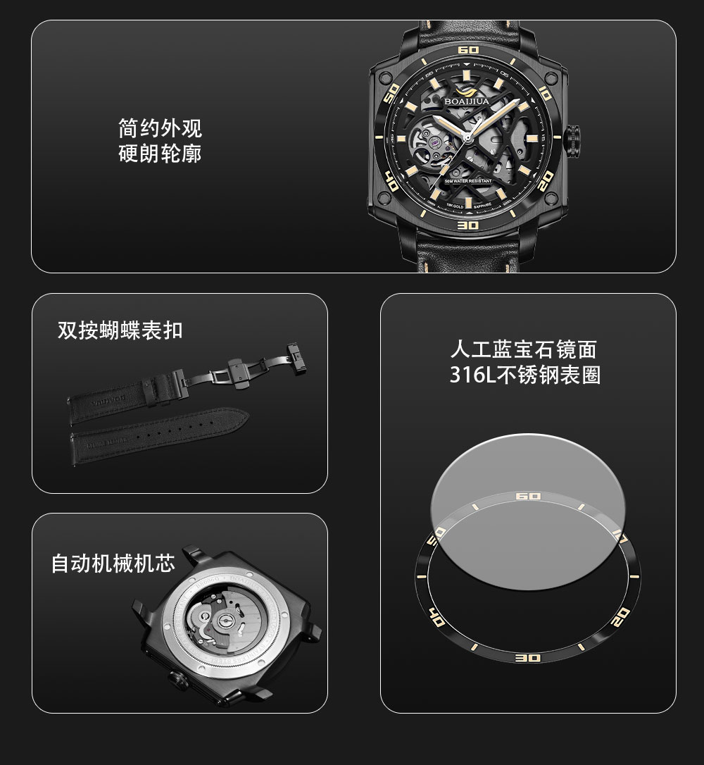 Новая модель от берики 2025, модная, водонепроницаемая мужская таблица 18K, оригинальные часы 800 006 phantasy черная 42,5 мм pic 3