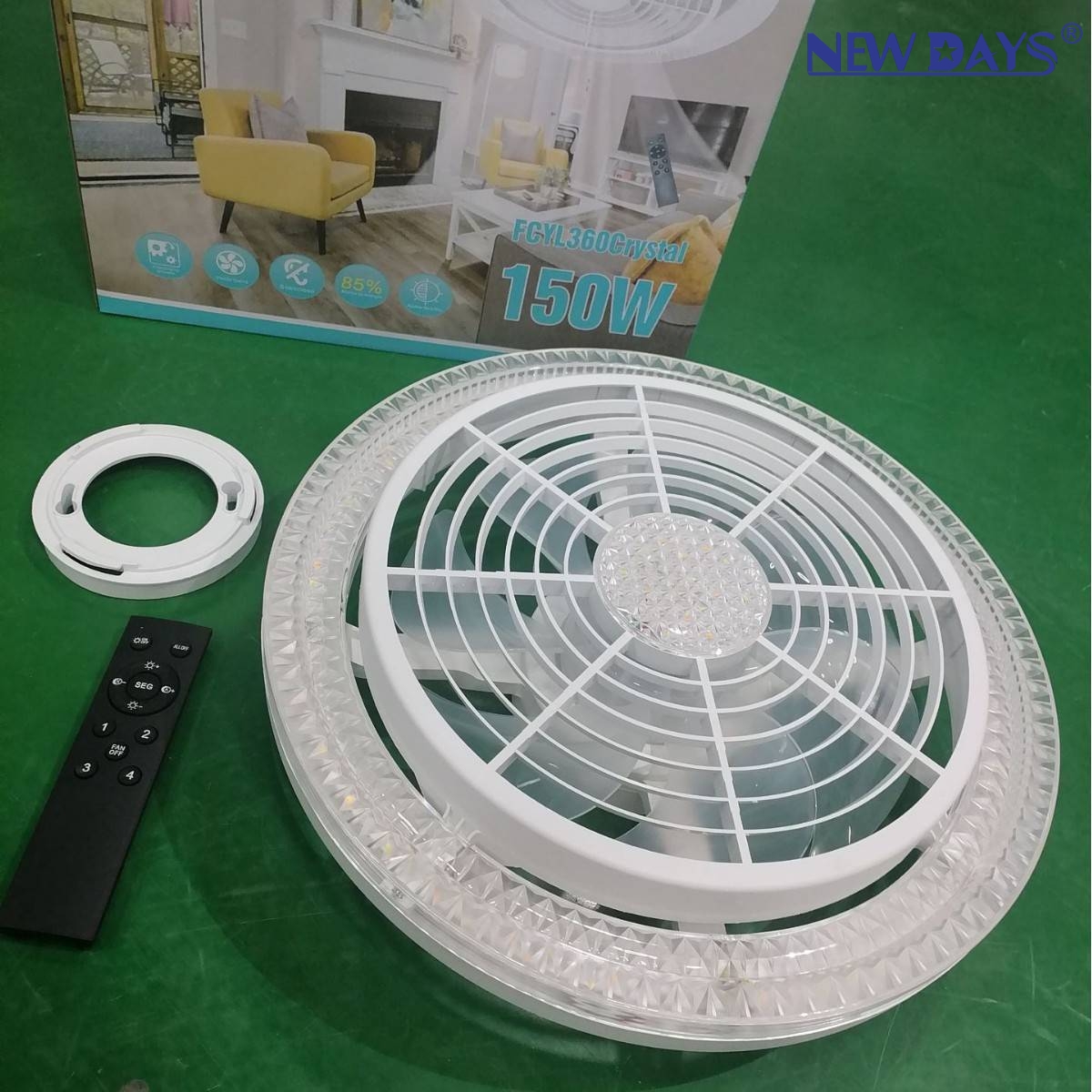 NEWDAYS brand cross-border new bedroom fan lamp, seven-blade detachable lamp head/ceiling-mounted outdoor courtyard energy-saving lighting, remote control dimming, waterproof and dustproof, best-selling fan