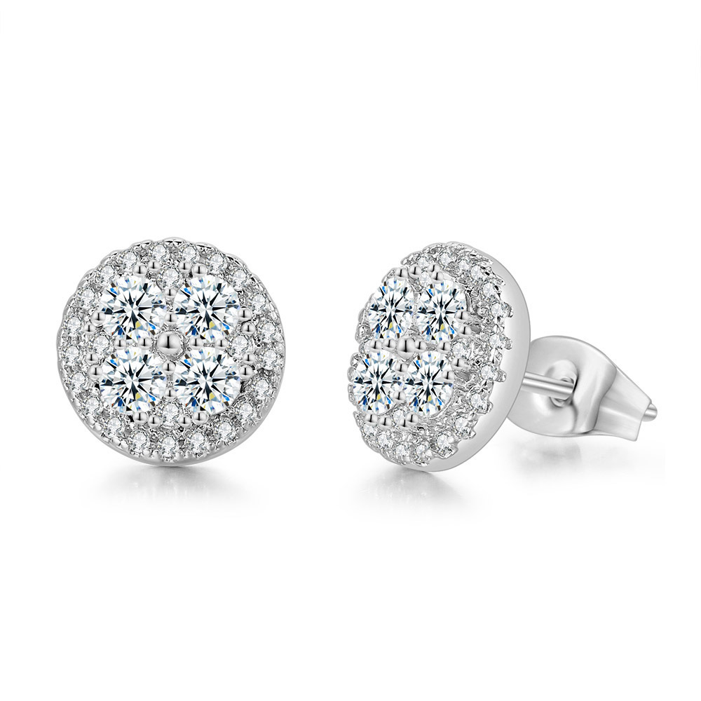 Full zircon micro-inlaid round stud earrings for women, a cross-border best-selling earring from Europe and America, and a bestseller on Amazon detail image 6