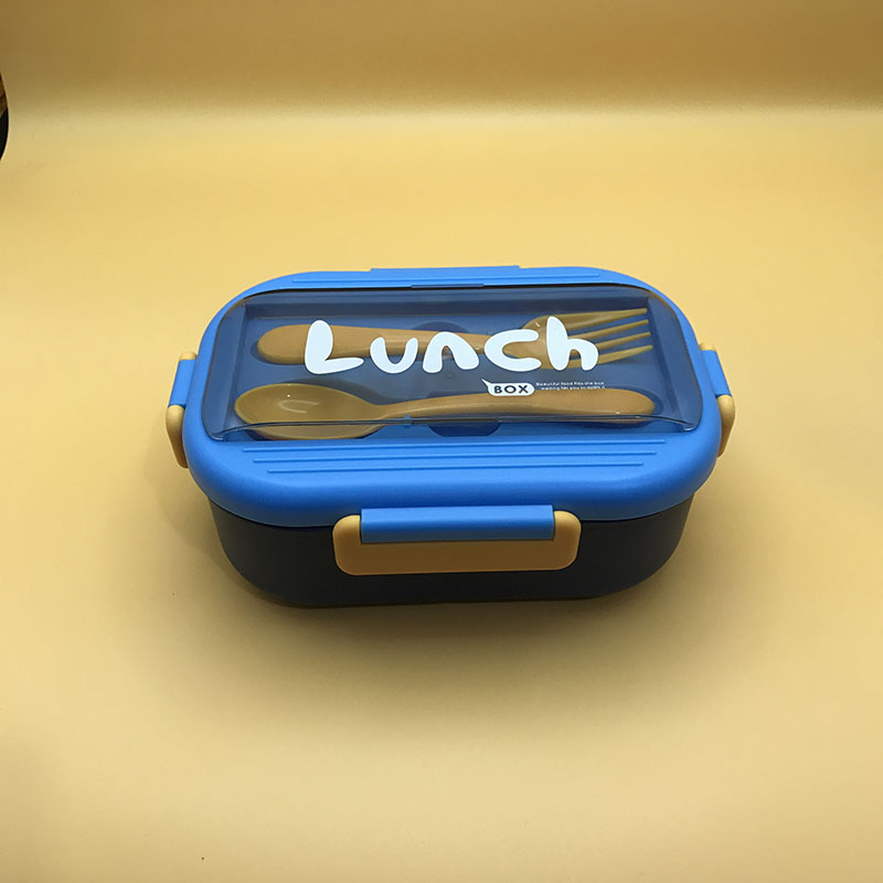 撞色分隔便当盒 自带餐具密封餐盒 学生上班族便携保鲜盒带盖饭盒详情3