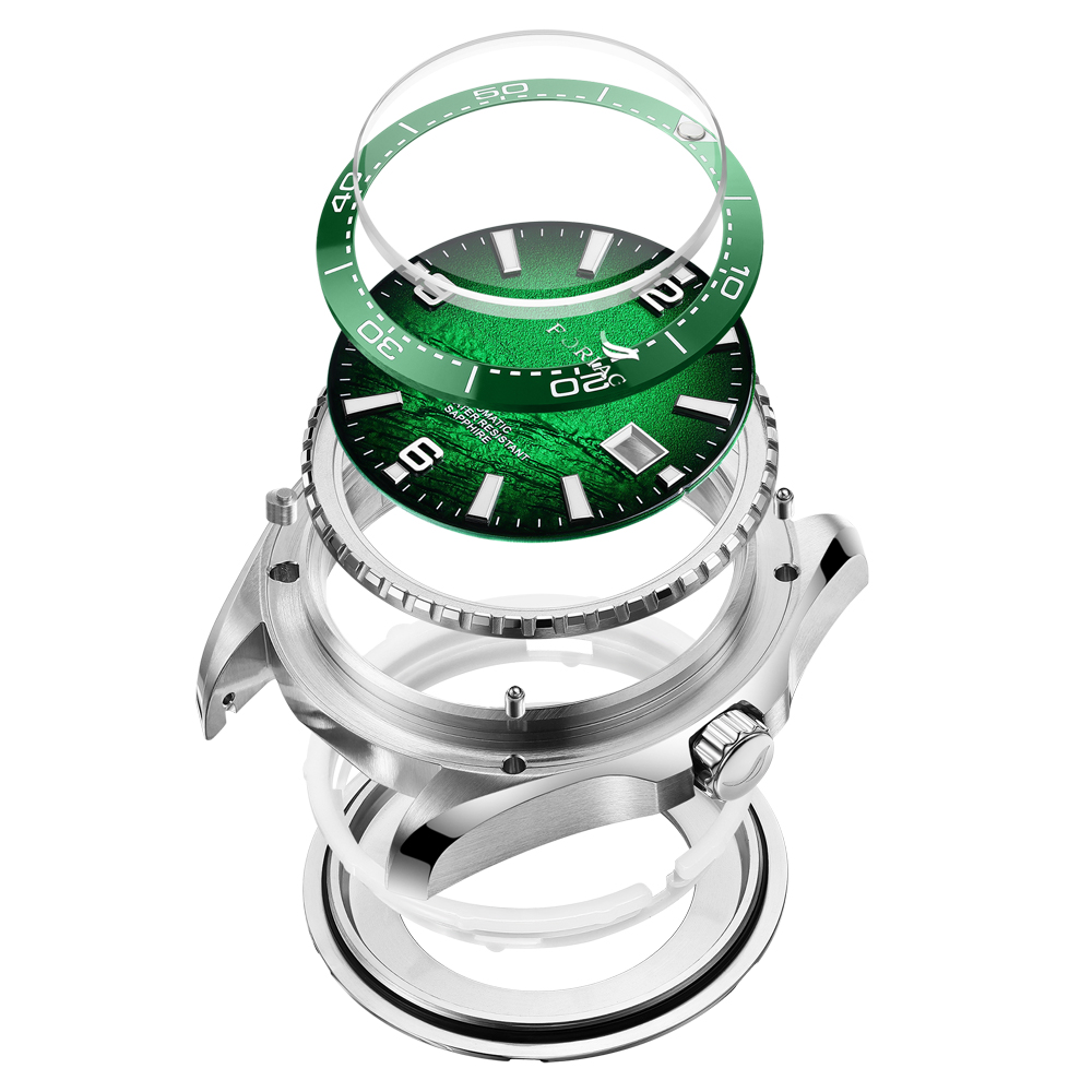 Preah aika reloj mecánico automático para hombres a prueba de agua reloj de pulso de los hombres original genuino cuero genuino diamante 18K reloj estándar de oro 8007 aurora verde pic 10