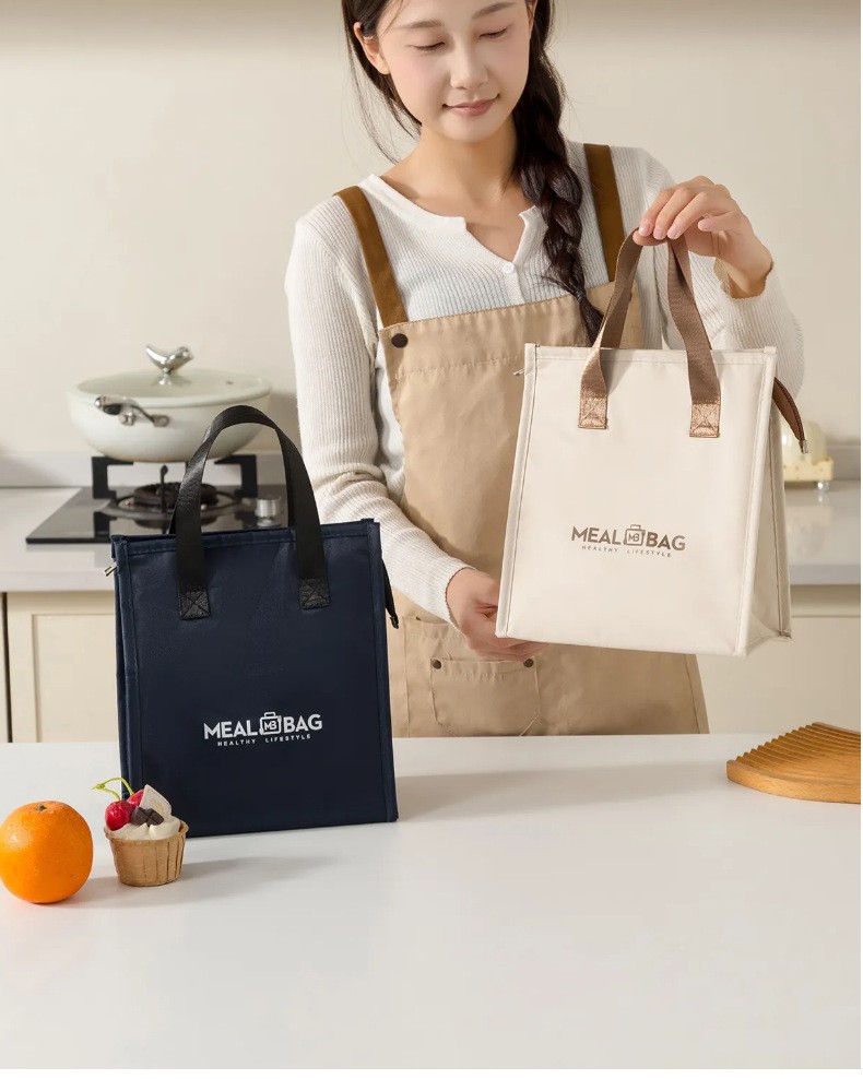New minimalist meal bags, large-capacity insulated bento bags, thickened aluminum foil lunch bags, hand-held lunch box bags, ice packs detail image 10