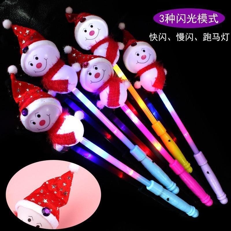 新款雪人发光棒圣诞闪光棒雪人棒 圣诞礼物七彩发光玩具发光道具