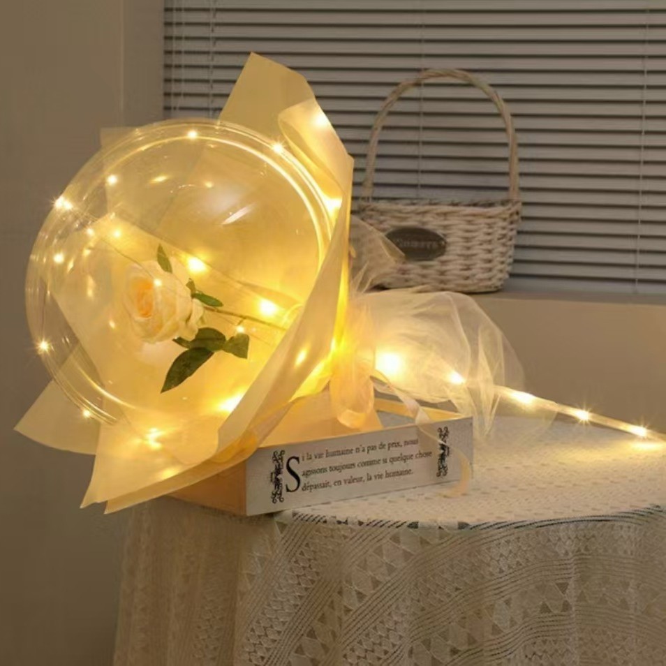 【发光羽毛玫瑰花束】网红夜市摆摊爆款 带LED闪灯爱心永生花 送男生、女生等七夕情人节礼物 渐变幻彩ins风手持浪漫花束细节图