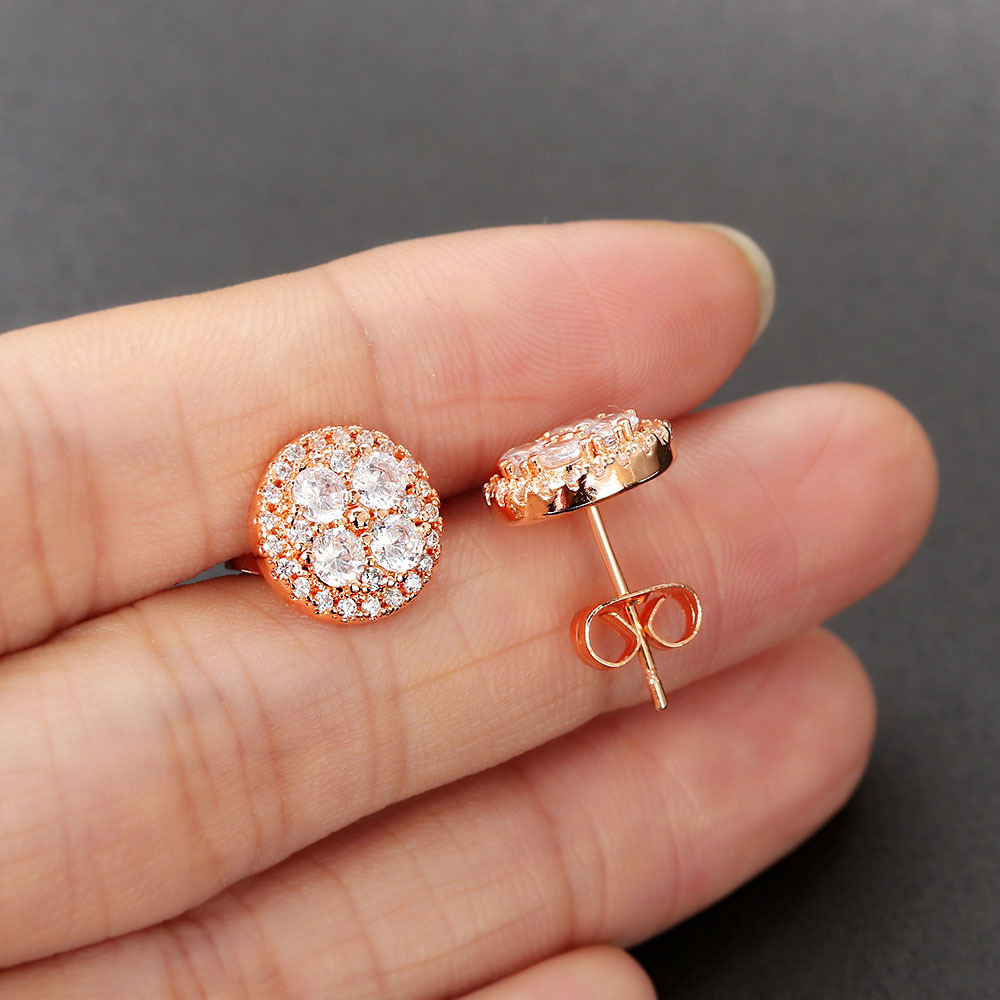 Full zircon micro-inlaid round stud earrings for women, a cross-border best-selling earring from Europe and America, and a bestseller on Amazon detail image 5