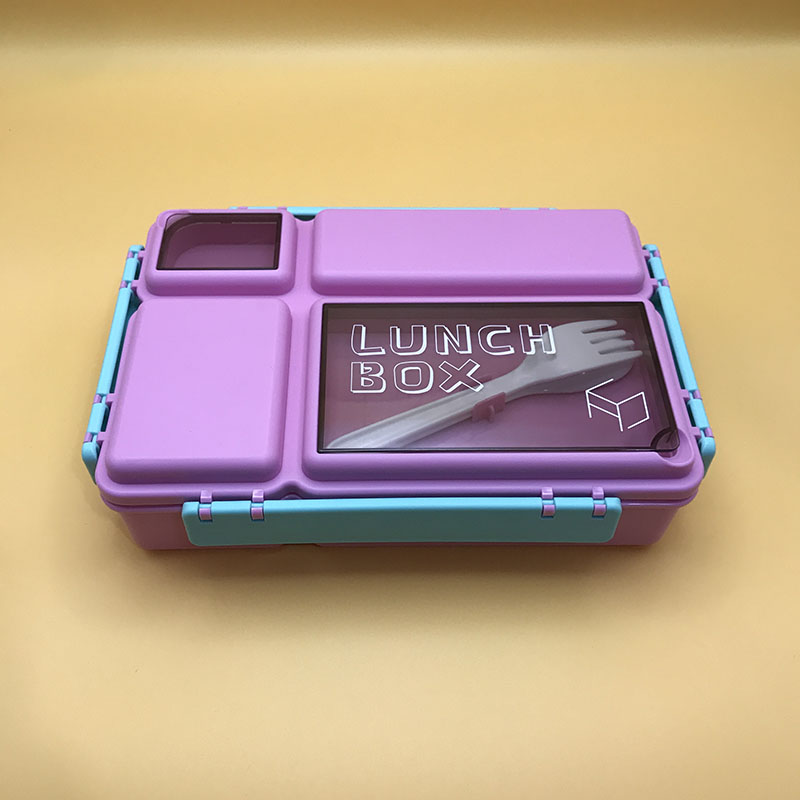 可拆分多格便当盒 自带餐具分区餐盒 学生上班族便携密封保鲜饭盒撞色款详情5