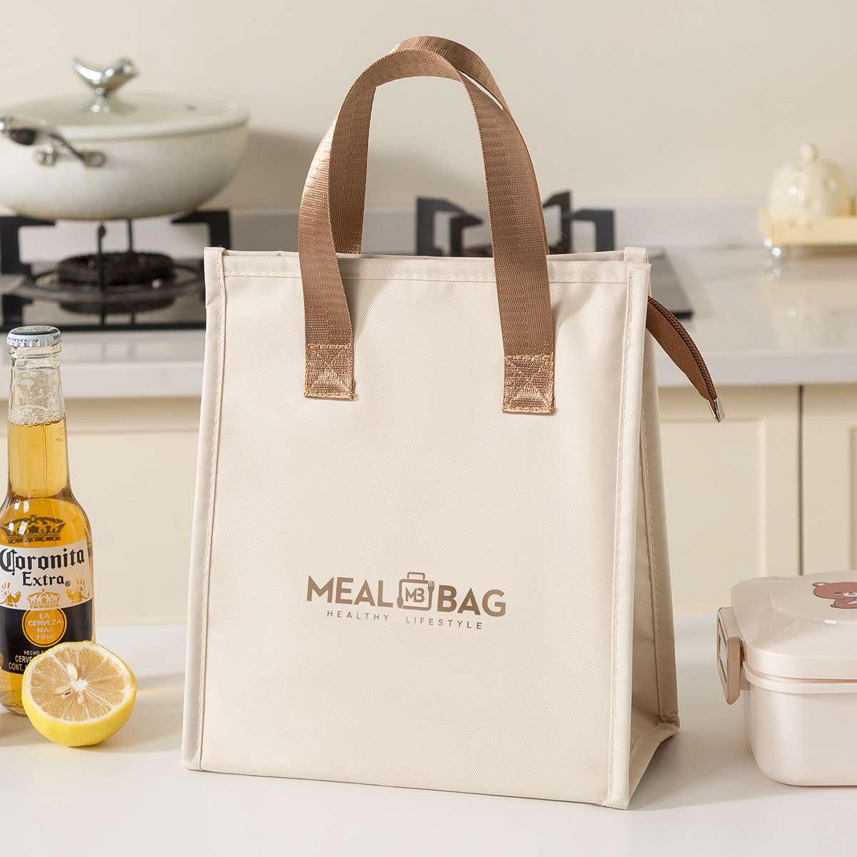 New minimalist meal bags, large-capacity insulated bento bags, thickened aluminum foil lunch bags, hand-held lunch box bags, ice packs detail image 13
