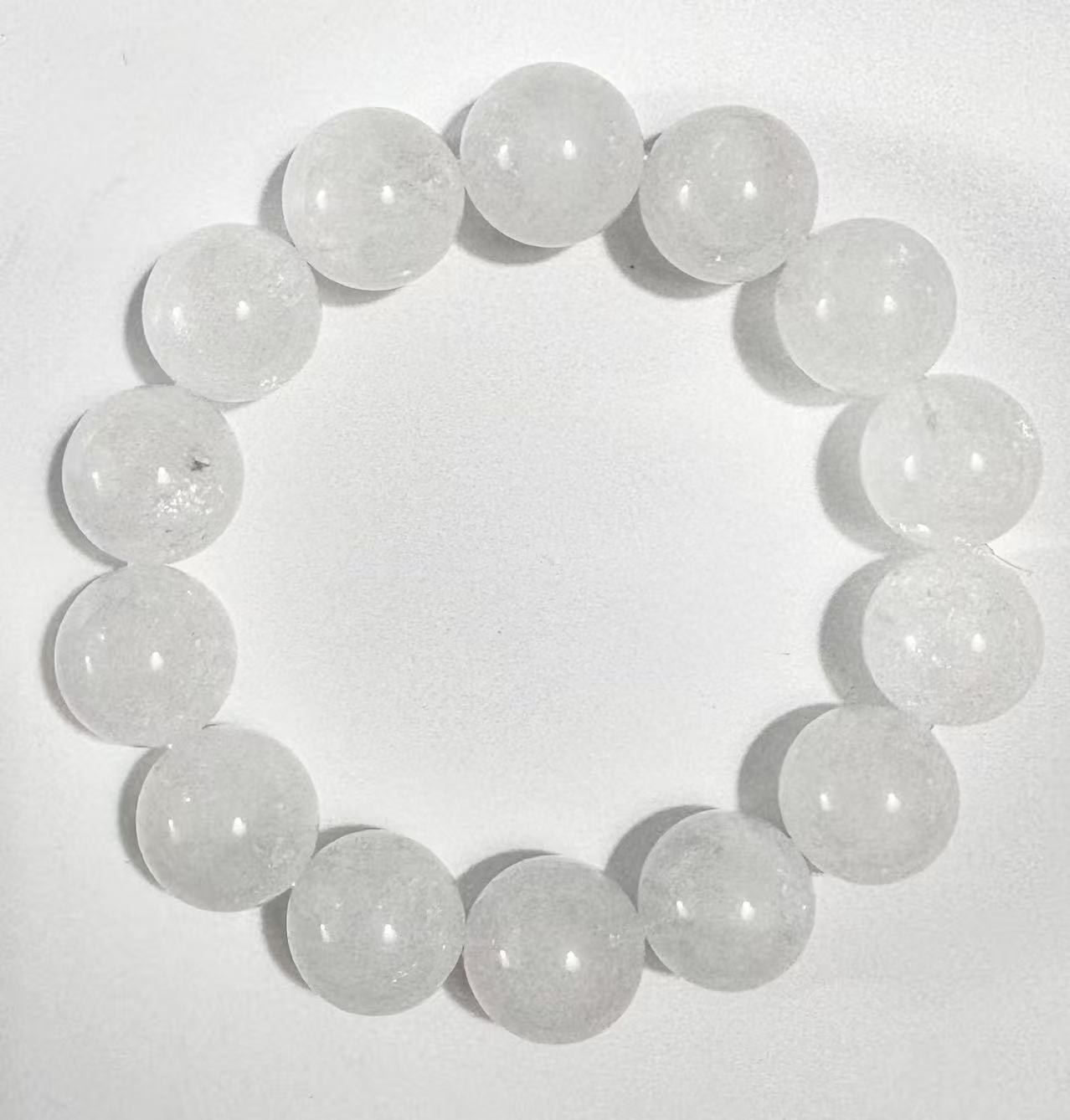 天然水晶15mm白幽灵水晶手串