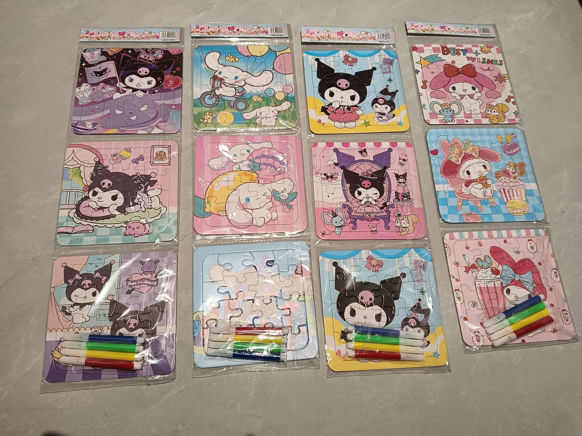 三连填色拼图涂涂画画陪伴儿童节快乐成长玩具图