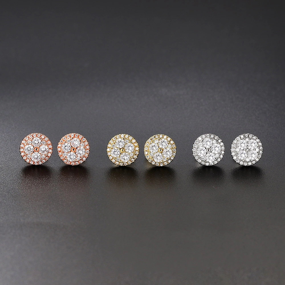 Full zircon micro-inlaid round stud earrings for women, a cross-border best-selling earring from Europe and America, and a bestseller on Amazon detail image 3