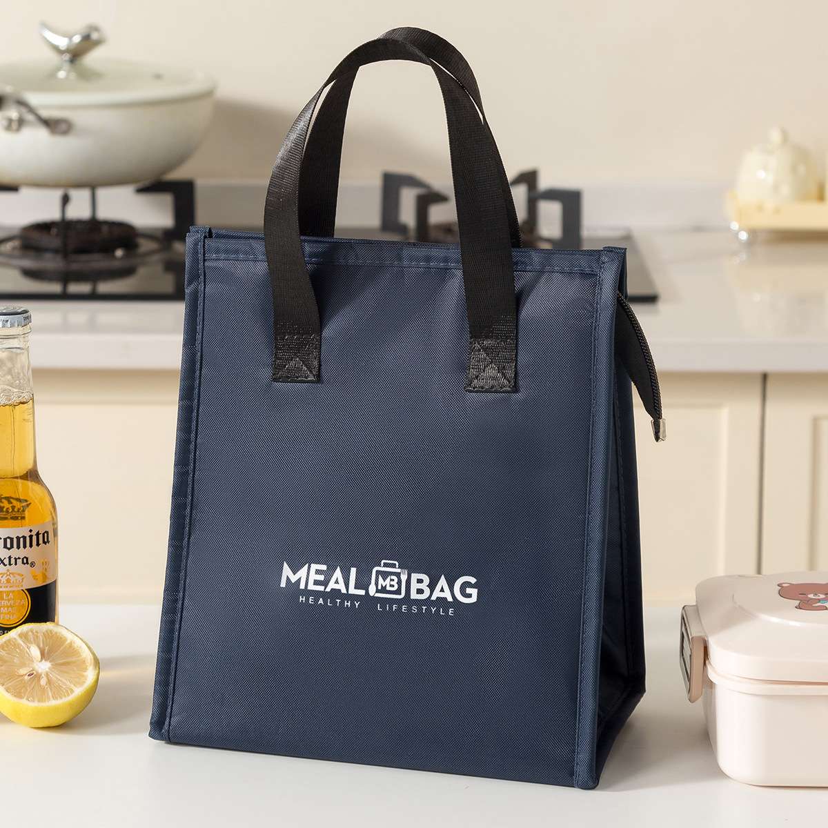 New minimalist meal bags, large-capacity insulated bento bags, thickened aluminum foil lunch bags, hand-held lunch box bags, ice packs detail image 20