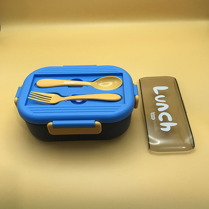 撞色分隔便当盒 自带餐具密封餐盒 学生上班族便携保鲜盒带盖饭盒详情4