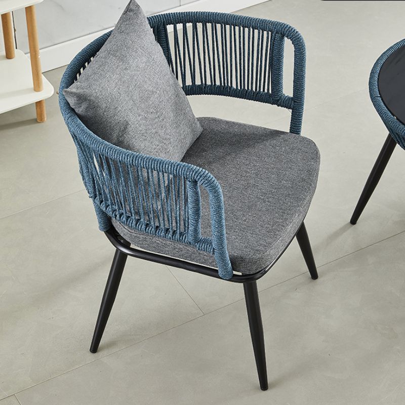 Outdoor balcony leisure sun protection rattan chair courtyard Outdoor hotel terrace collision salad rope dining chair homestay courtyard rattan chair garden table details Picture