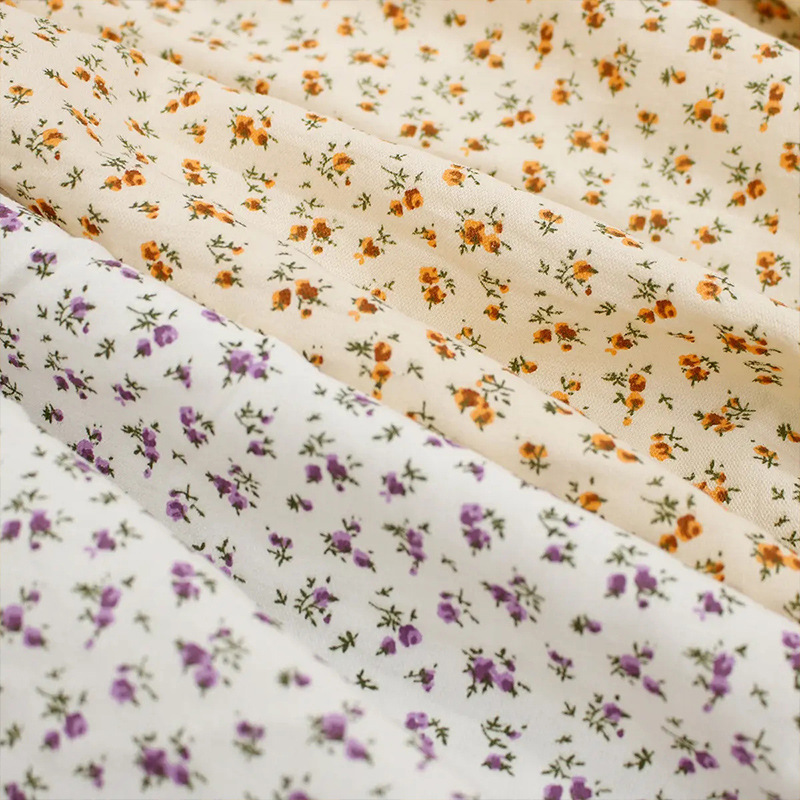 复古碎花涤纶平纹印花布面料衬衫饰品包包鞋帽玩具服装化纤布料4