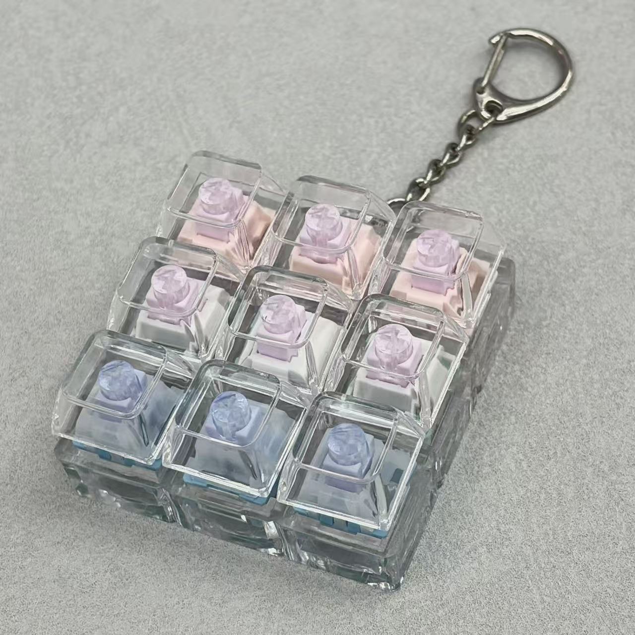 跨境PC高透帽123459键机械轴马卡龙匙扣解压按键玩具创意键盘挂件