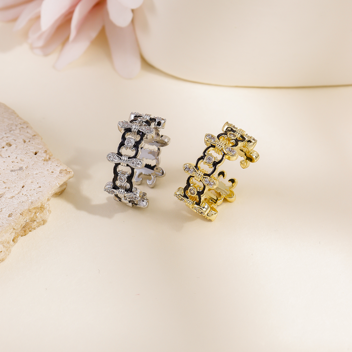 欧美爆款锆石几何开口戒指简约时尚食指戒气质轻奢百搭手饰批发产品图