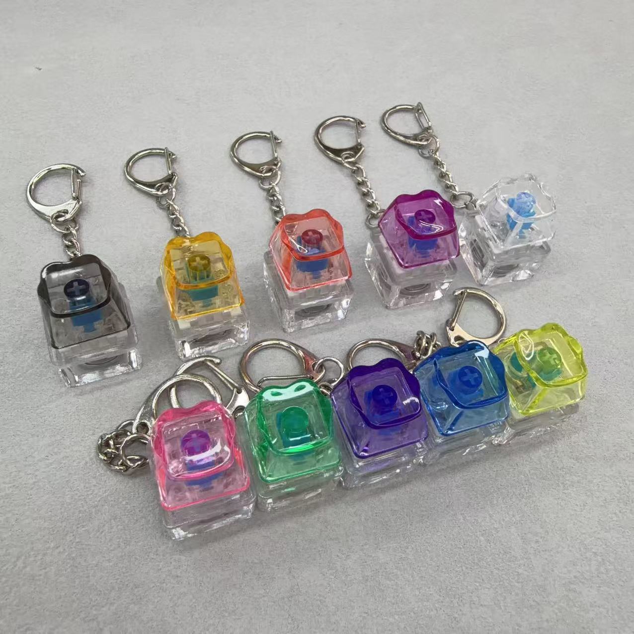 跨境解压单键透色猫爪俄罗斯方块按键机械键按键减压钥匙扣挂件详情图2