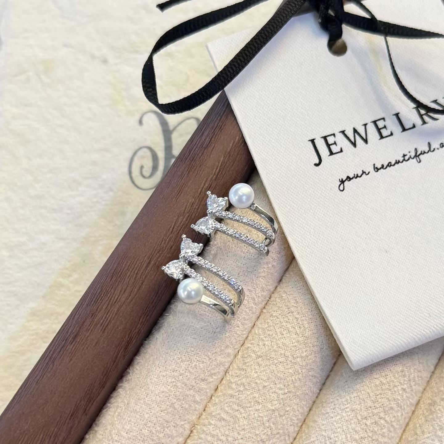 1430 purchase price 🉐9.9 bow three-fork stud 14k gold-plated silver series jewelry necklace pearl necklace detail image 3