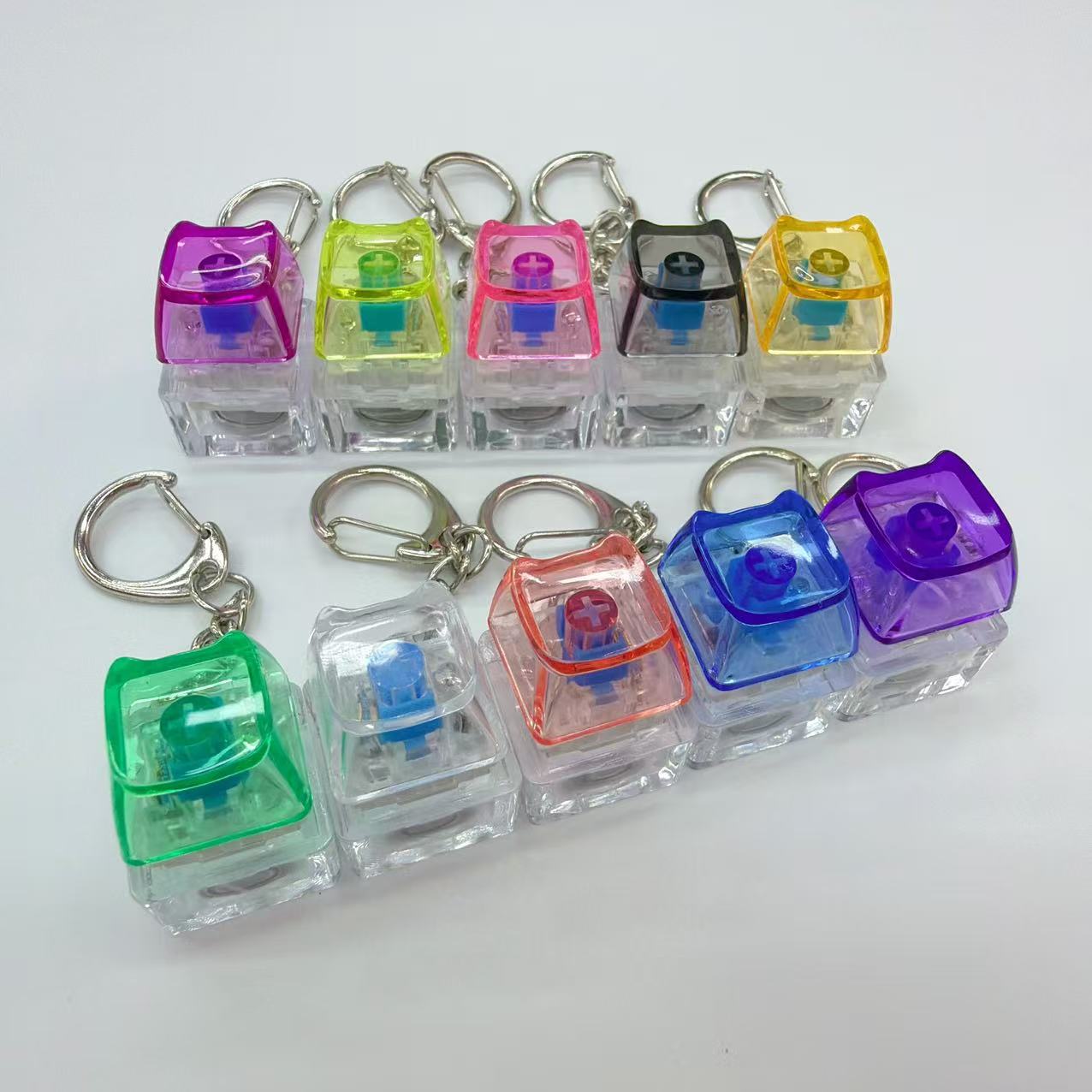 跨境减压单键PC帽指尖捏捏按压机械键盘解压按键钥匙挂件解压玩具