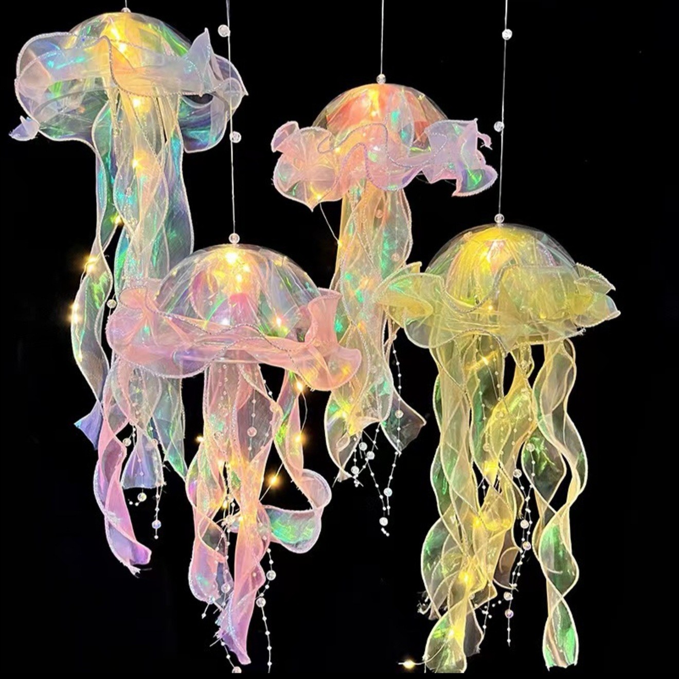 网红手工创意发光水母灯diy成品包装摆摊批发氛围小夜灯地摊货源细节图