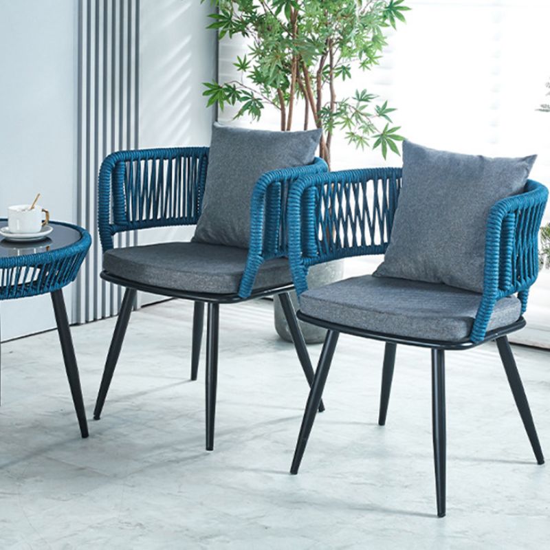 户外阳台休闲防晒藤椅院子室外酒店露台撞色拉绳餐椅民宿庭院藤编椅花园桌子