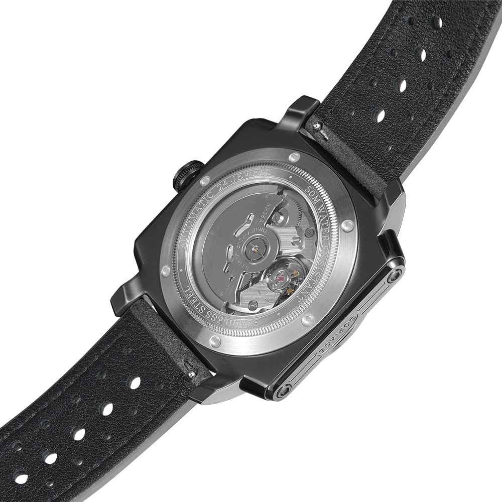 Baiaijia's new automatic mechanical men's watch, a fashionable waterproof leather strap men's watch, an original genuine 18K gold label wristwatch 8008 Phantom Black Application Scenario