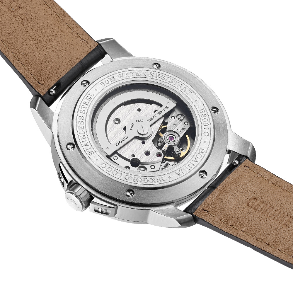 Baiaijia fully automatic mechanical men's watch, waterproof men's wristwatch, original genuine leather and real diamond watch, 18K gold label watch, 8001 daylight gold Application Scenario