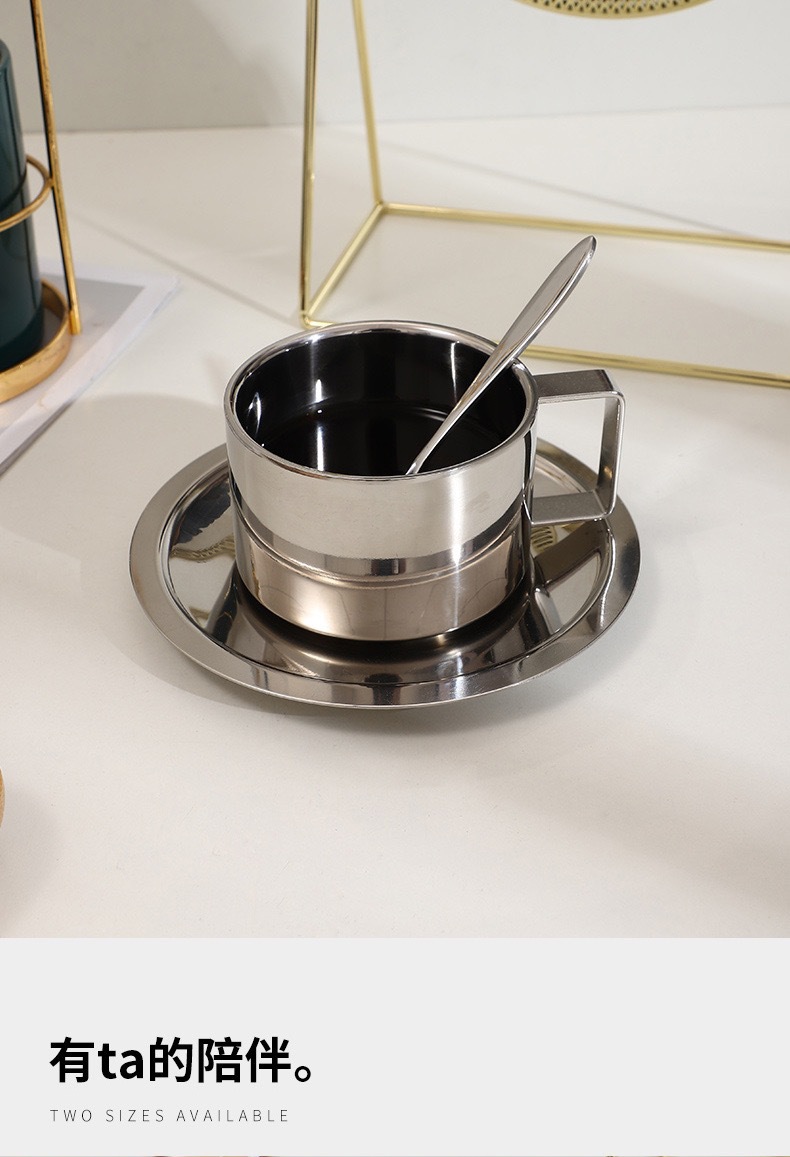 米兰咖啡杯轻奢高级感304不锈钢双层隔热马克杯高颜值休闲杯套装咖啡杯咖啡杯杯子详情9