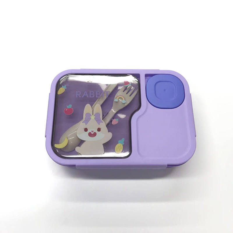 卡通猫咪分隔便当盒 自带餐具密封防漏 学生少女心轻食餐盒 便携高颜值午餐盒详情3