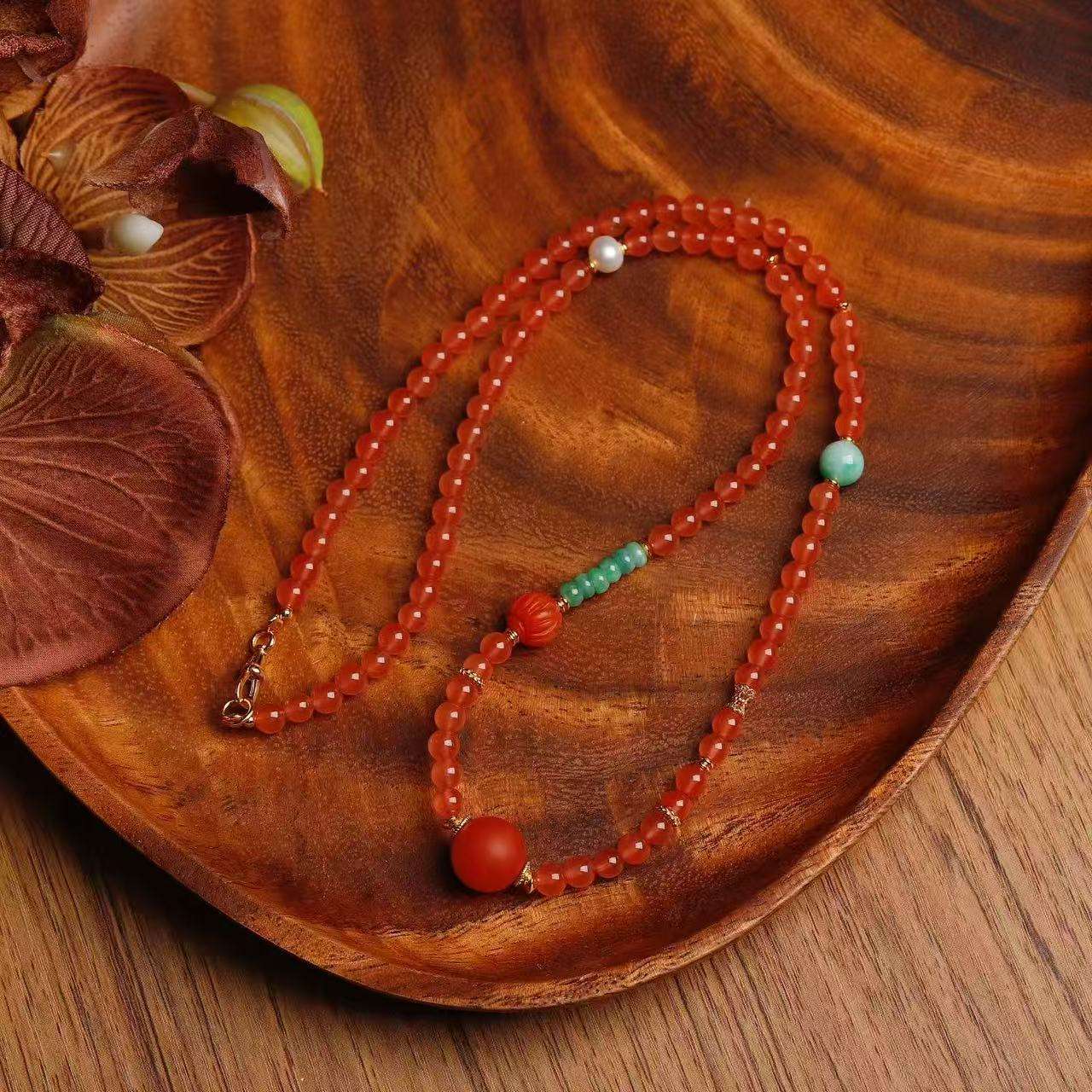 道毅珠宝天然川料冰红南红手串南红莲花手链新中式禅意文玩详情图5