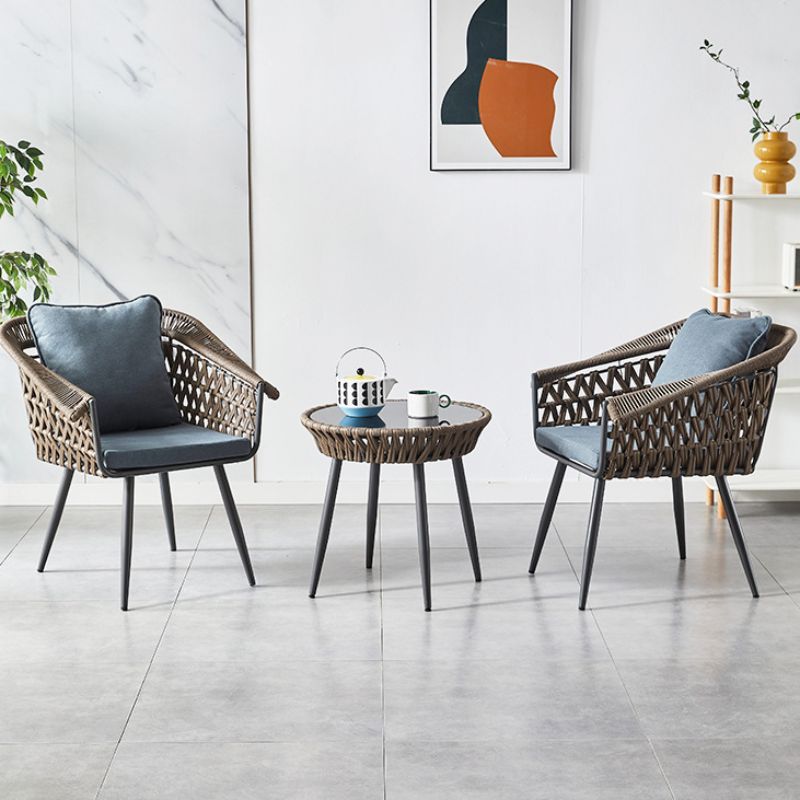 Outdoor table and chair combination, courtyard garden rattan chair, balcony viewing table and chair, outdoor open-air garden rattan backrest chair details Picture