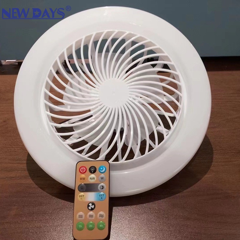 NEWDAYS brand's cross-border new E27 lamp head detachable single and double color available fan lamp, outdoor courtyard energy-saving lighting, remote control dimming, waterproof and dustproof, best-selling fan Specification image