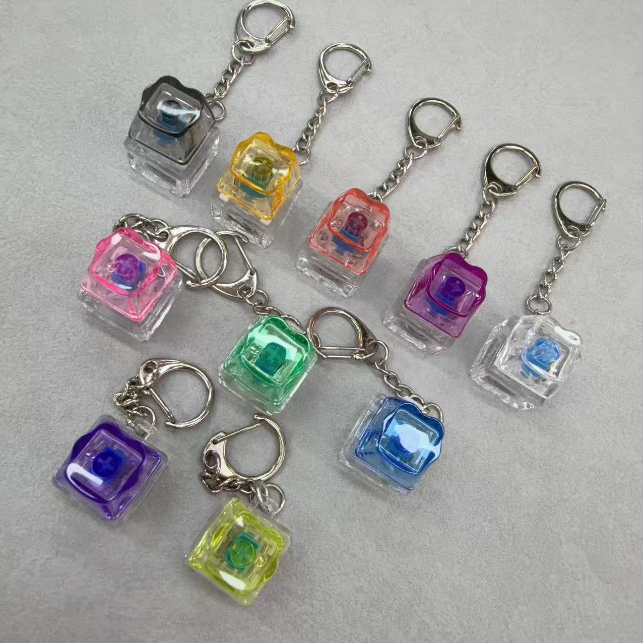 跨境解压单键透色猫爪俄罗斯方块按键机械键按键减压钥匙扣挂件详情图3