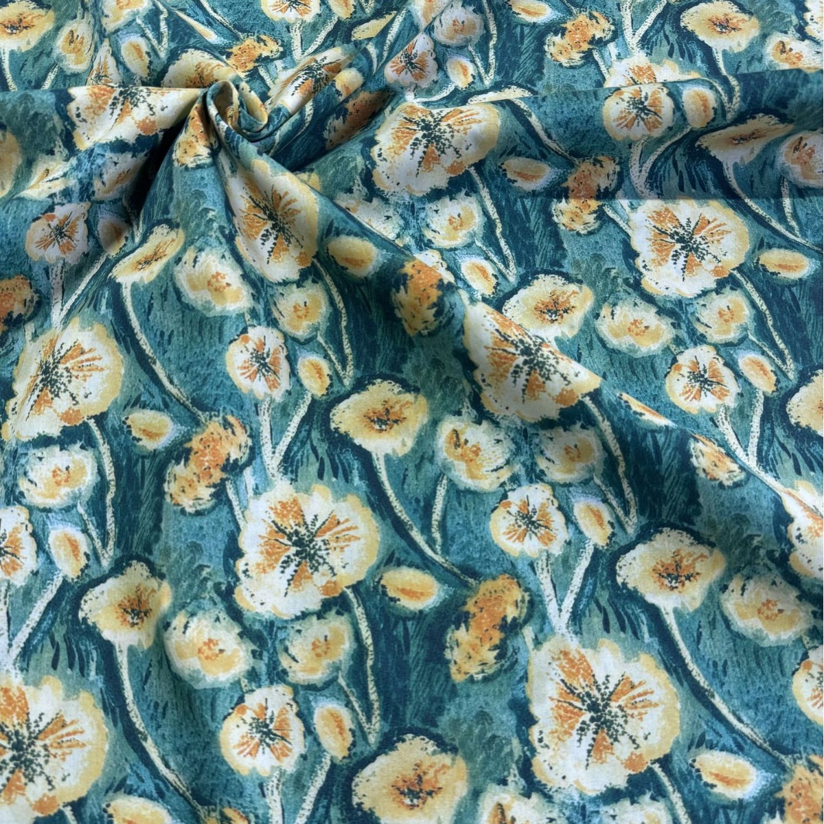 复古碎花涤纶平纹印花布面料衬衫饰品包包鞋帽玩具服装化纤布料3