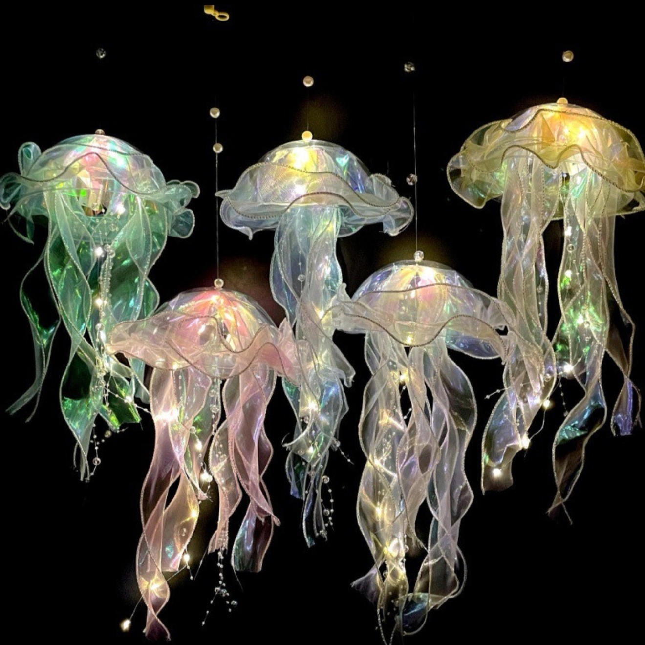 网红手工创意发光水母灯diy成品包装摆摊批发氛围小夜灯地摊货源产品图