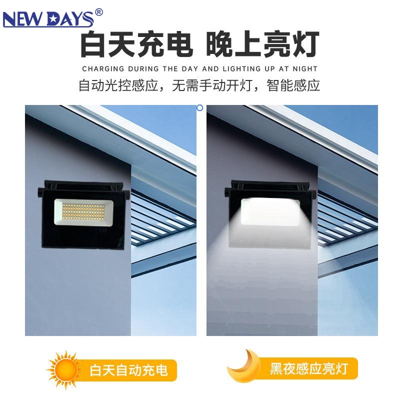 NEWDAYS brand cross-border new folding solar wall lamp, human-sensing automatic lighting, energy-saving and environmentally friendly, promotional special offer, garden lighting lamp, large capacity, ultra-long battery life Specification image