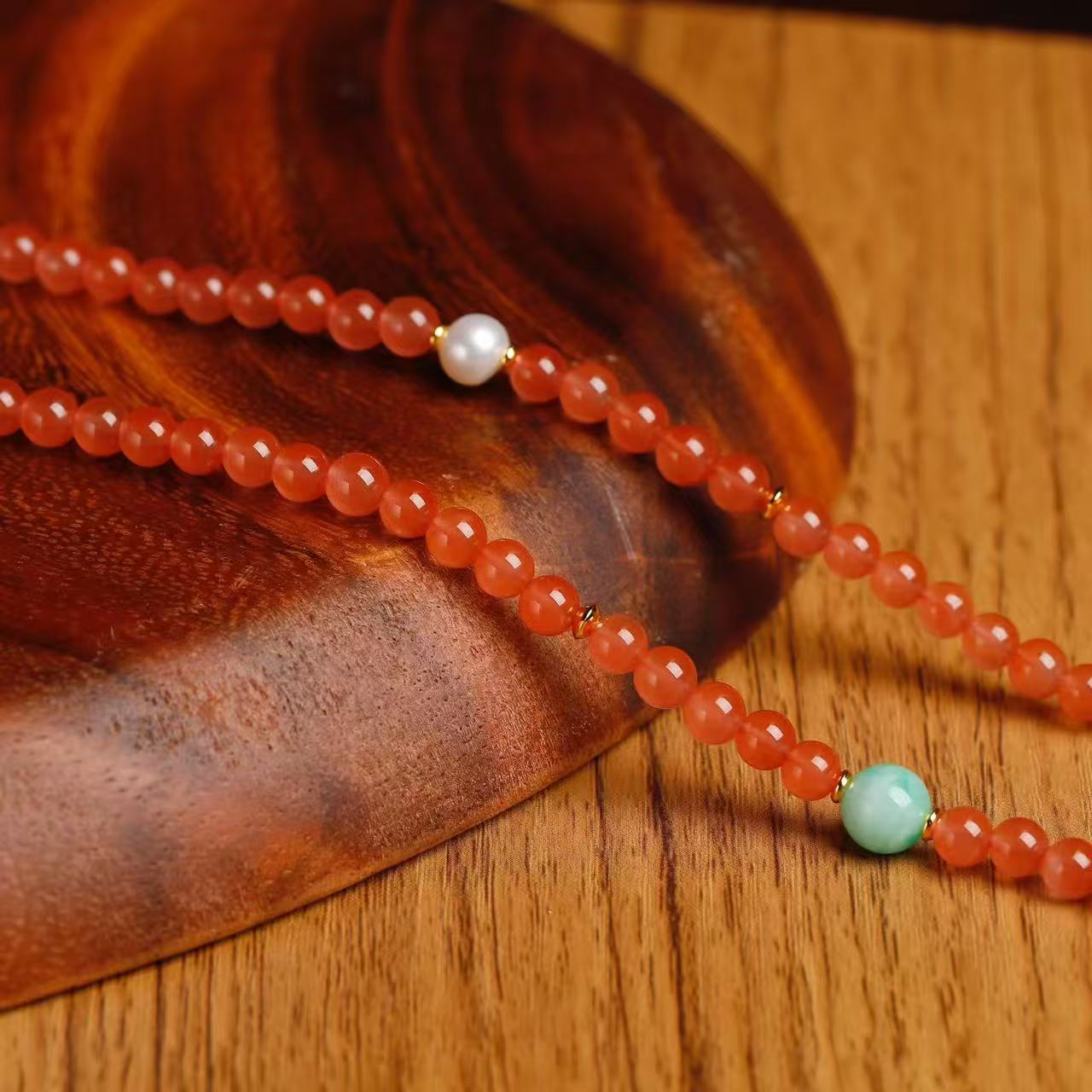 道毅珠宝天然川料冰红南红手串南红莲花手链新中式禅意文玩细节图